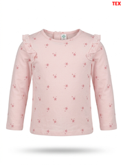 Girls' Star Print Ruffle-Shoulder Long-Sleeve Top