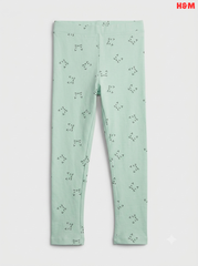 Kids' Mint Green Cat Print Leggings