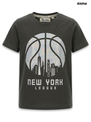 "New York League" Basketball T-Shirt - Dark Charcoal