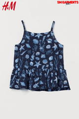 Navy Blue - Shells Sleeveless Crop Style - SMgarment's