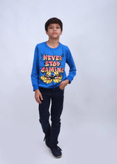 NEXT BLUE NEVER STOP GAMING PRINTED SWEATSHIRT - SMgarment's
