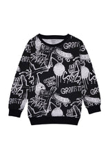 NEXT Boys’ Black Graffiti Print Sweatshirt – Urban Street Style - Smgarment's