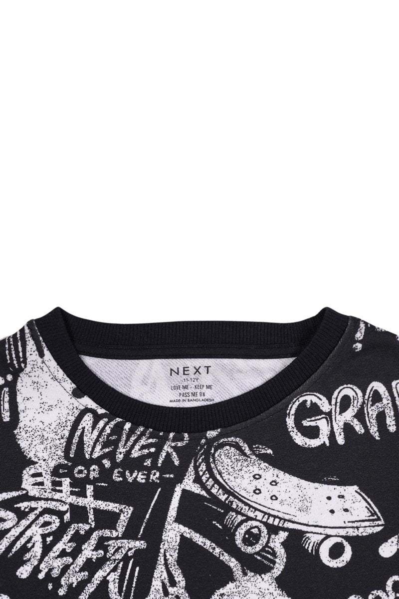 NEXT Boys’ Black Graffiti Print Sweatshirt – Urban Street Style - Smgarment's