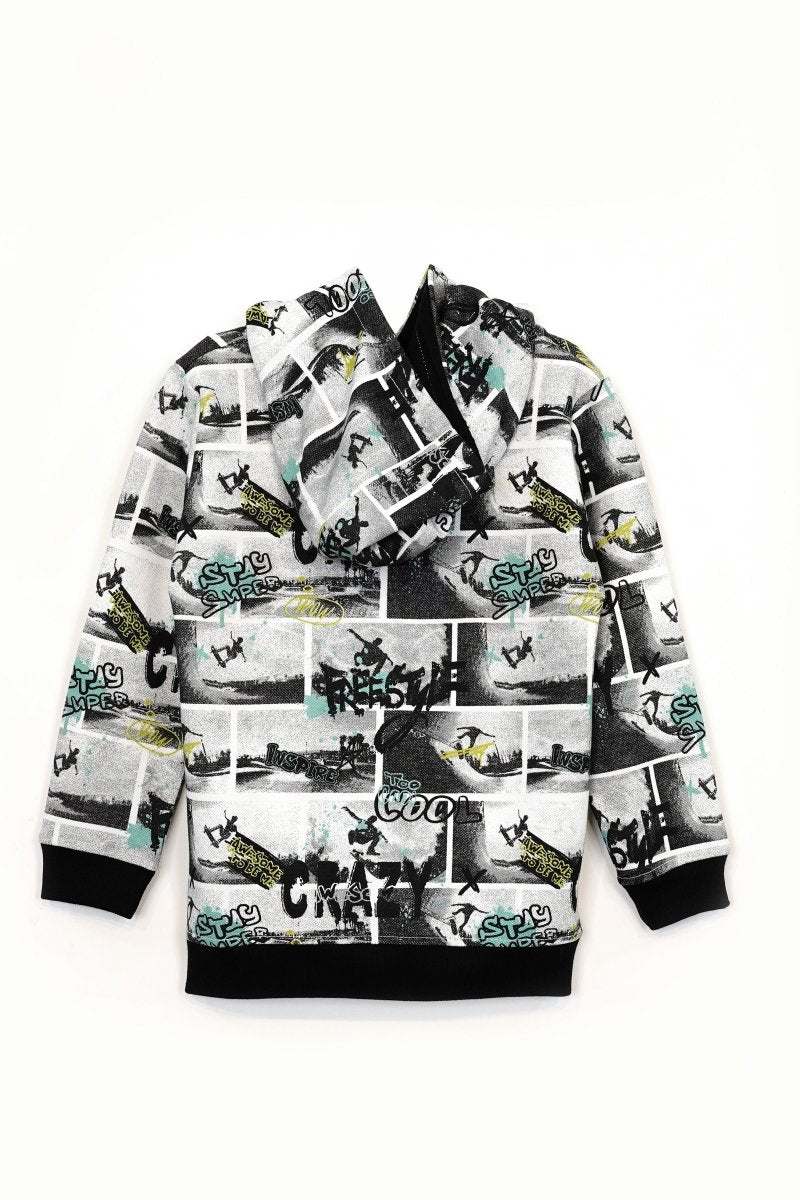 NEXT Boys’ Skateboard Print Hoodie – Street Style Graphic - Smgarment's