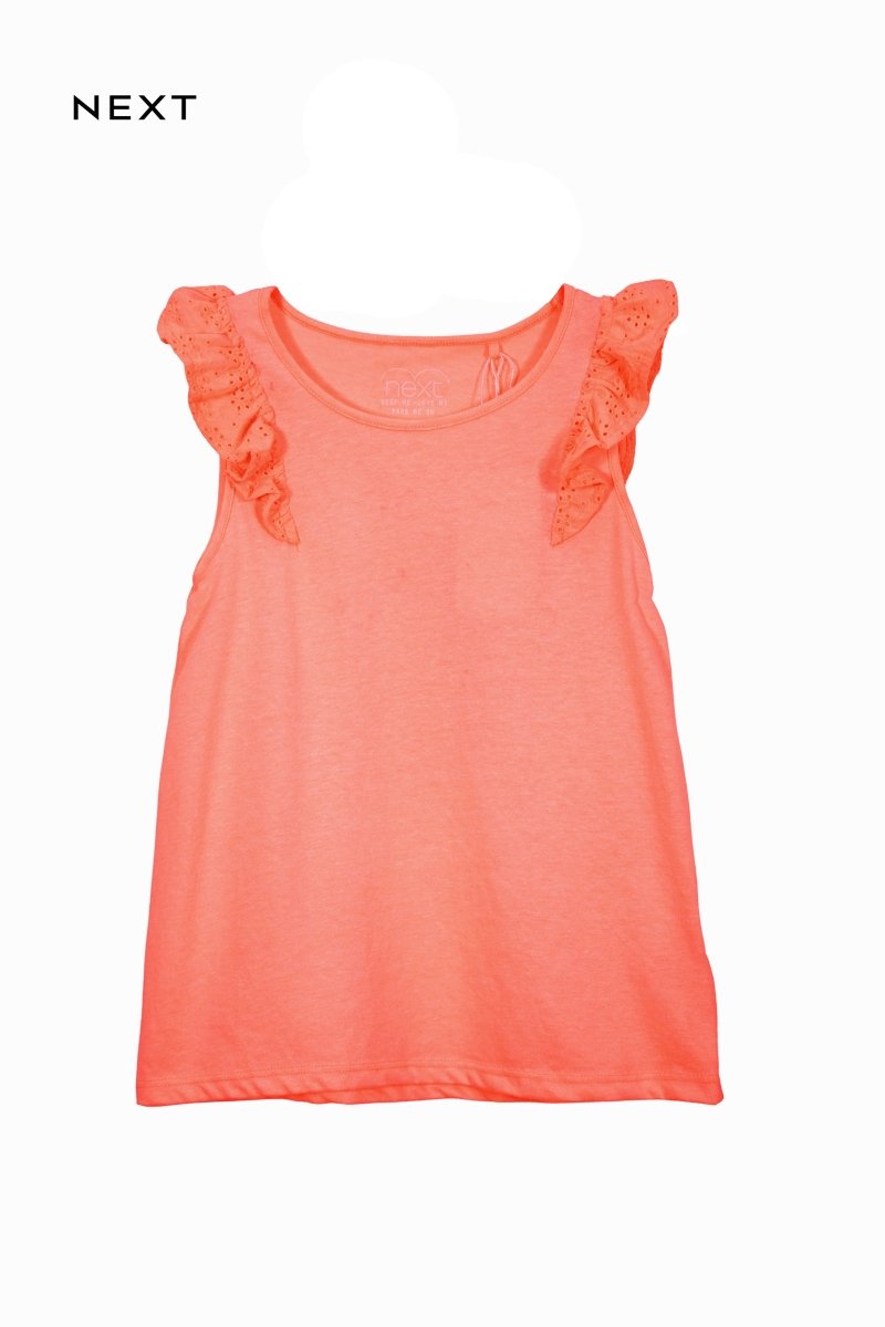 NEXT Girls Coral Frill Sleeve Summer Top - Smgarment's