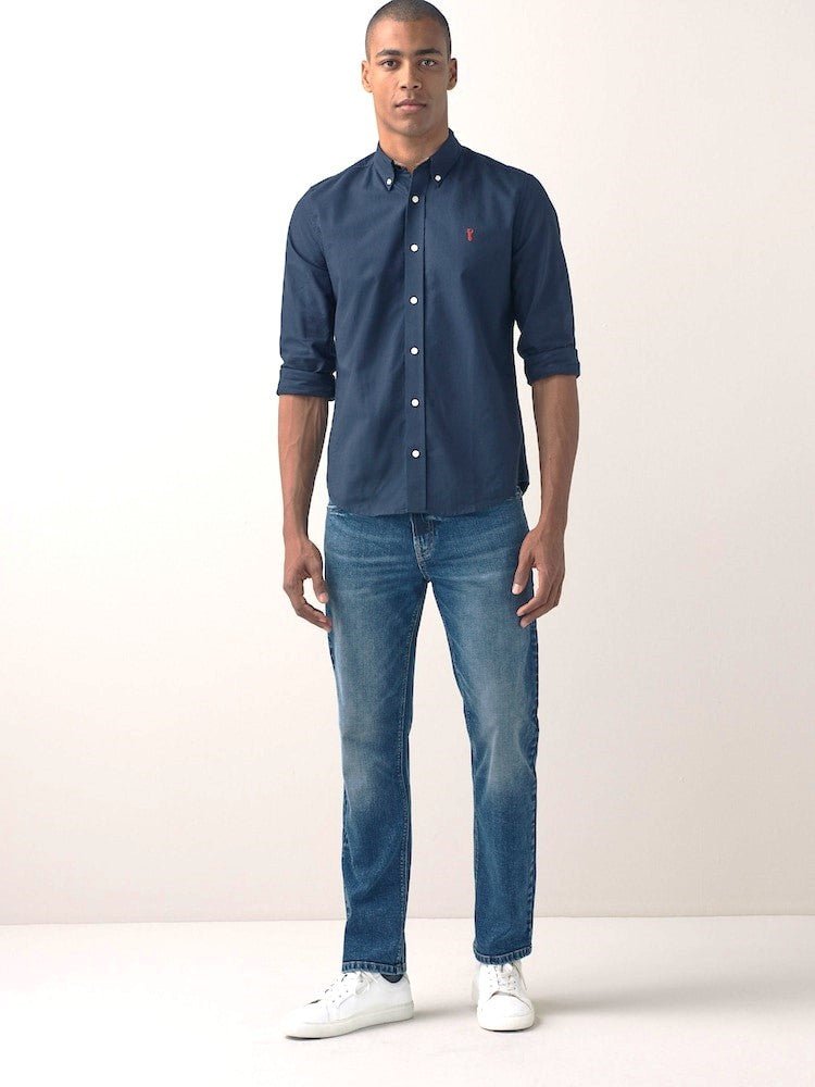 Next Navy Blue Oxford Cotton Shirt - SMgarment's