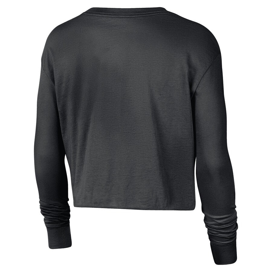 Nike Black Oregon Cropped Long Sleeve Logo T-Shirt - Smgarment's