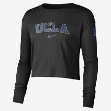 Nike Black UCLA Cropped Long Sleeve Logo T-Shirt - Smgarment's