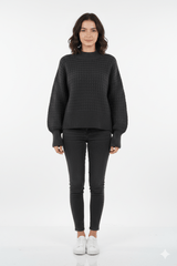 OAKRIDGE WOMENS CHUNKY BLACK SWEATER - Smgarment's