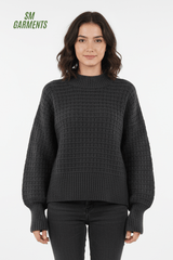 OAKRIDGE WOMENS CHUNKY BLACK SWEATER - Smgarment's