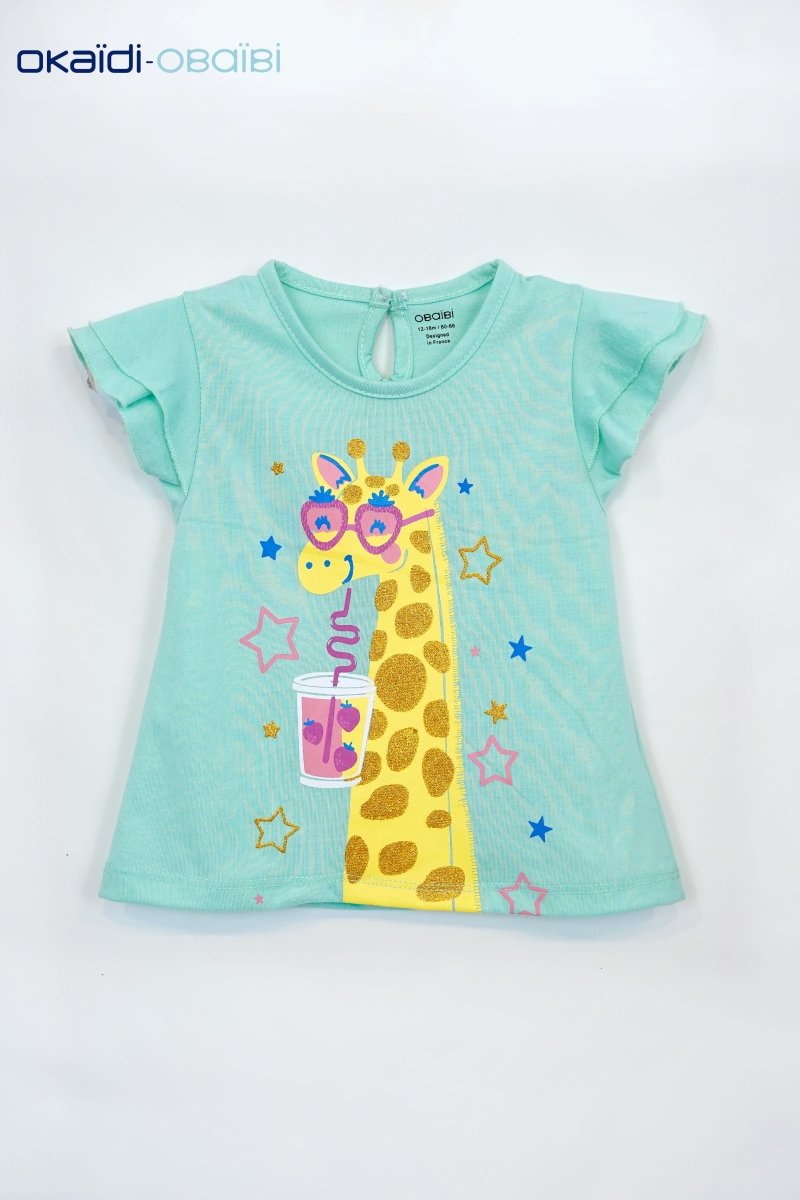 OBAIBI GIRLS GIRAFFE PRINTED TEES - Smgarment's