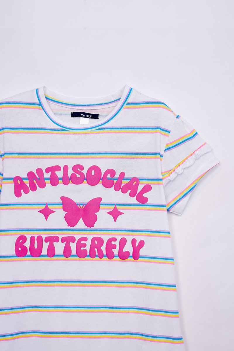 OKAIDI GIRLS ANTISOCIAL BUTTERFLY PRINT TEES - Smgarment's
