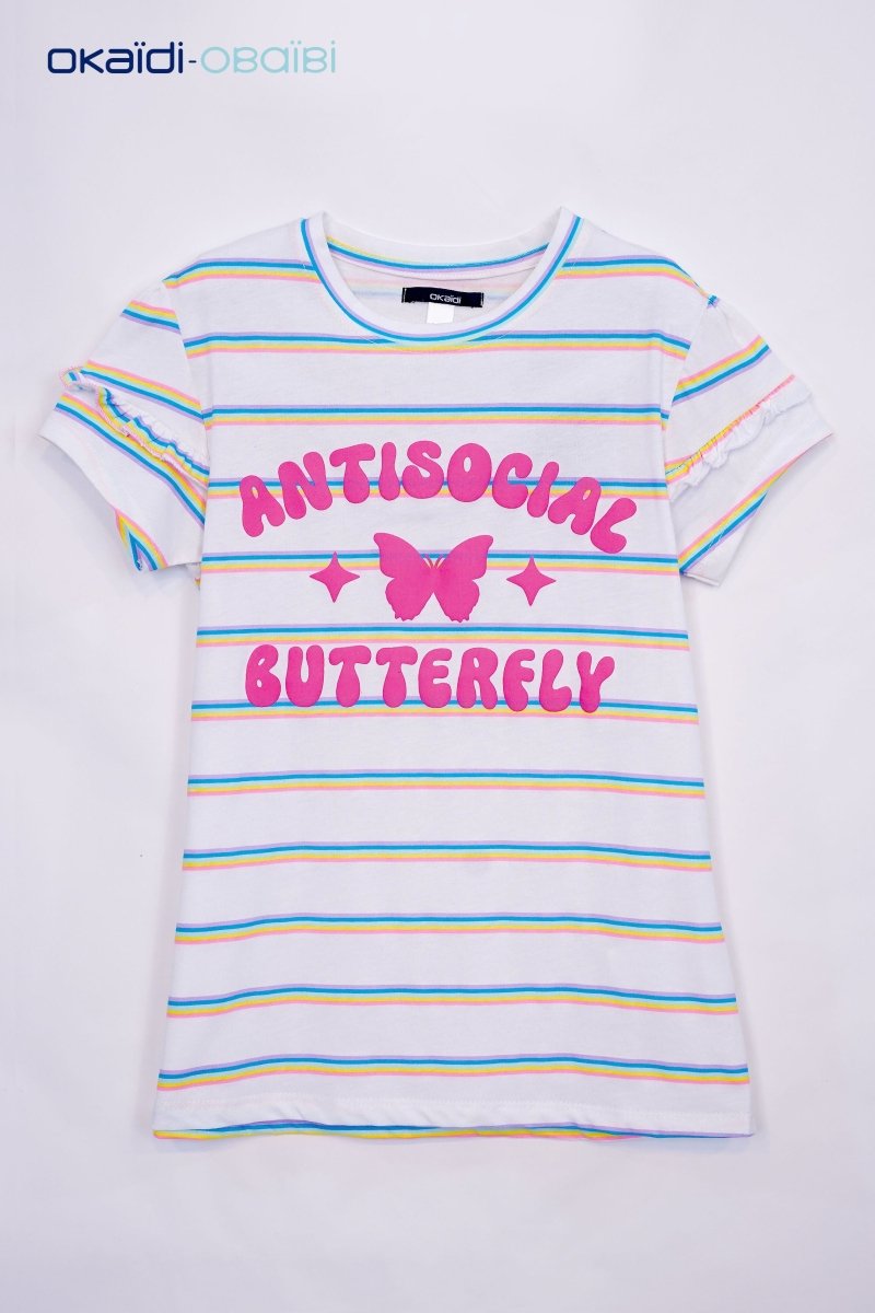 OKAIDI GIRLS ANTISOCIAL BUTTERFLY PRINT TEES - Smgarment's