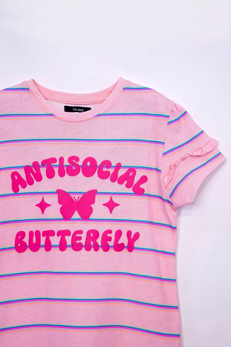 OKAIDI GIRLS ANTISOCIAL BUTTERFLY PRINT TEES - Smgarment's