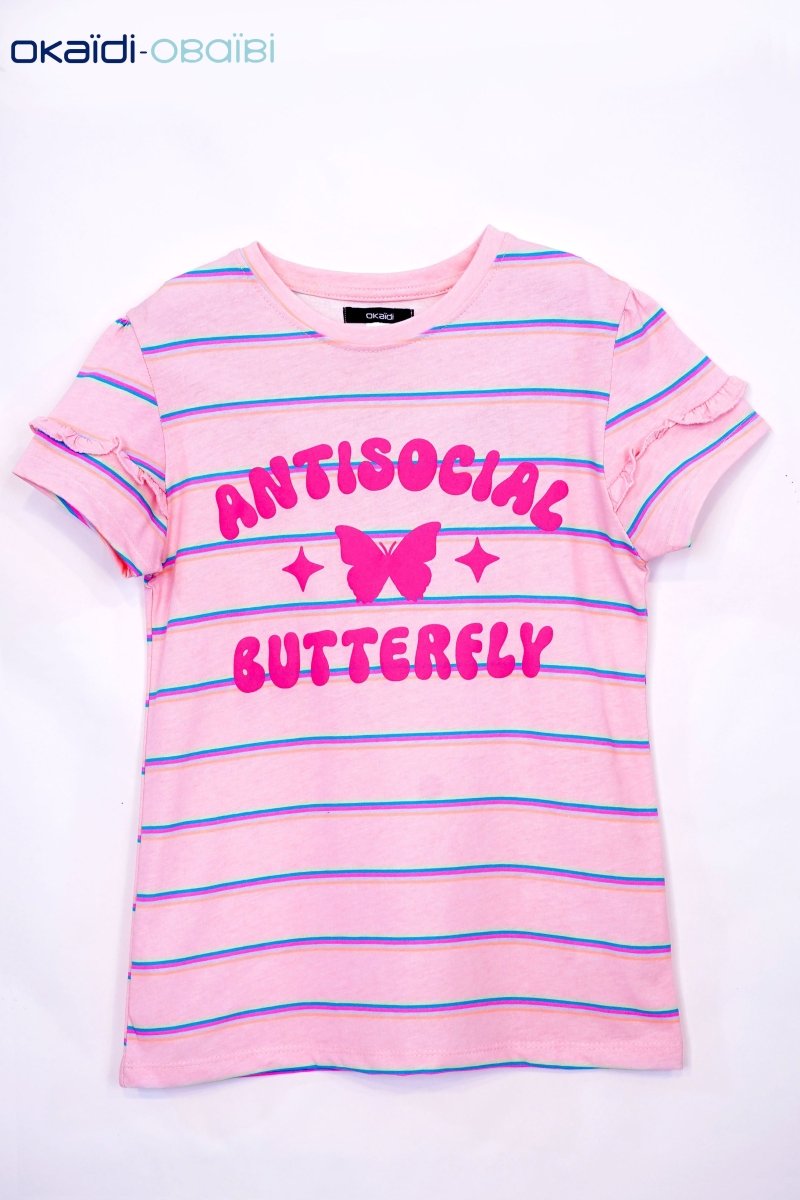 OKAIDI GIRLS ANTISOCIAL BUTTERFLY PRINT TEES - Smgarment's