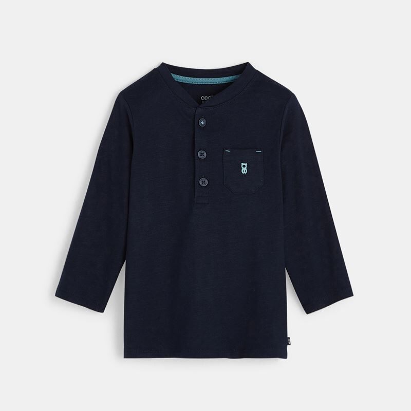 OKAIDI OBAIBI T-shirt with Tunisian collar in solid color flamé organic cotton for boy - Smgarment's