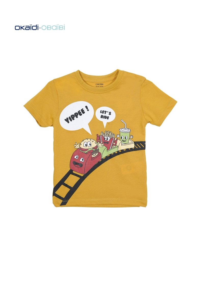 Okaïdi - Obaïbi Yellow Cartoon Print T-Shirt for Boys - Smgarment's