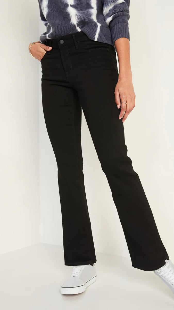 Old Navy Mid - Rise Kicker Boot - Cut Black Jeans for Women - Smgarment's