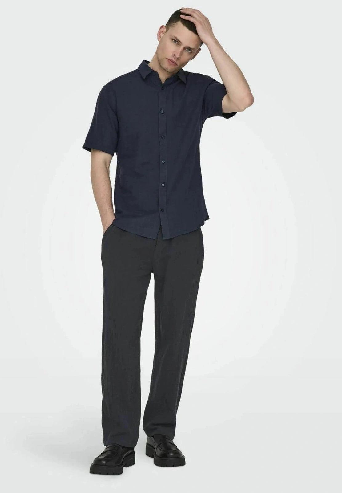 ONLY & SONS CAIDEN SHIRT NIGHT SKY SHORT SLEEVES - SMgarment's