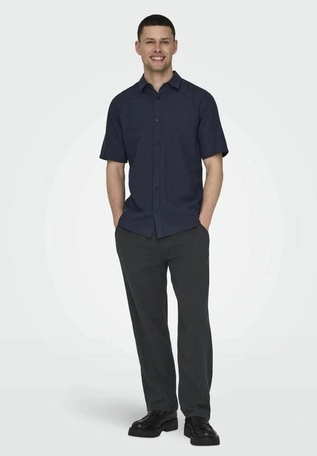 ONLY & SONS CAIDEN SHIRT NIGHT SKY SHORT SLEEVES - SMgarment's