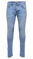 آنسپن بلیو واشڈ ڈی سی سی نوس سلم ٹیپرڈ فٹ جینز مردوں کے لیے