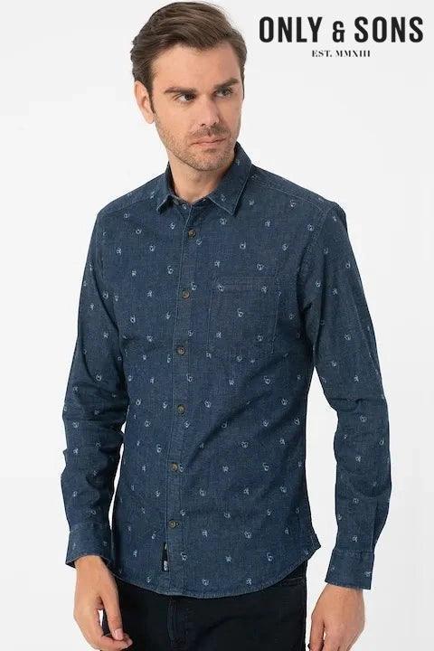 ONLY & SONS MICK PATTERNED SHIRT WITH CHEST POCKET - SMgarment's