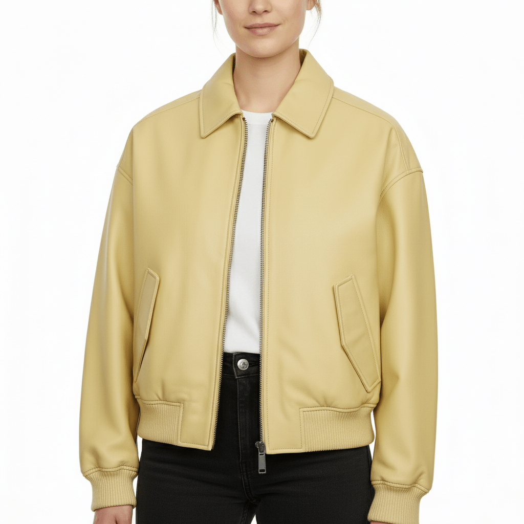 Oversized Harrington Leather Jacket - Smgarment's