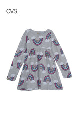 OVS Kids Girls Grey Long Sleeve Rainbow Print Dress - Smgarment's