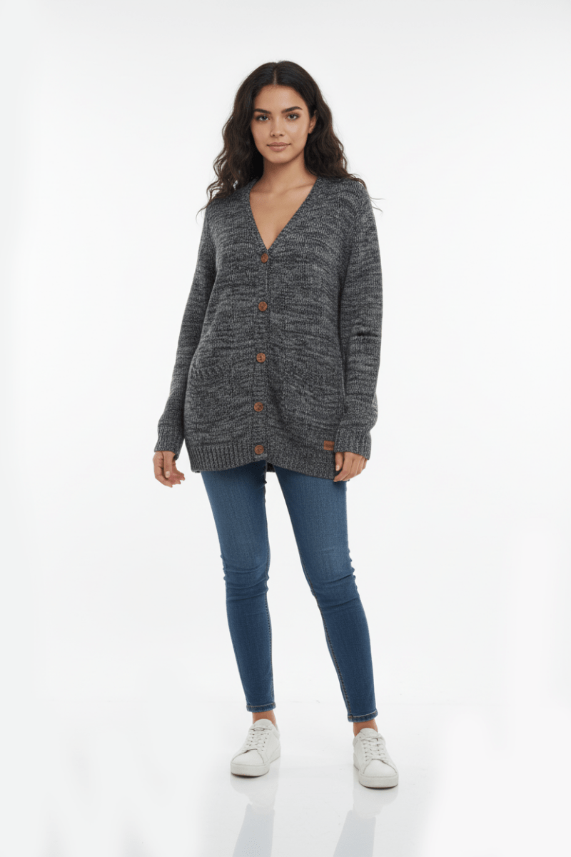 Oxmo Knit Cardigan 'Philemona' in Grey - Smgarment's