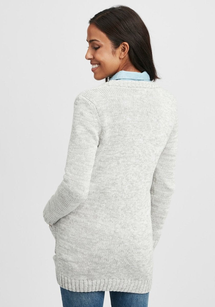 OXMO Knit Cardigan Philemona in Light Grey - Smgarment's