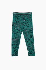 PALOMINO Girls’ Teal Leopard Heart Print Leggings with Glitter Waistband - Smgarment's