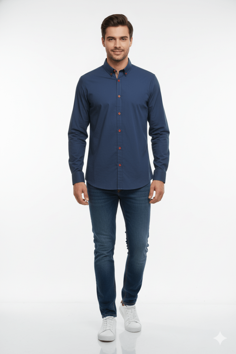 PIER ONE MENS BASIC DARK BLUE SHIRT - Smgarment's