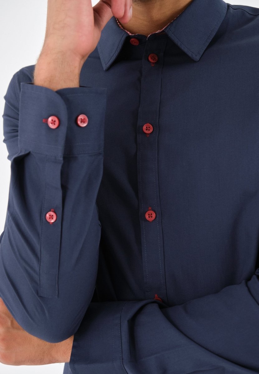 PIER ONE MENS BASIC DARK BLUE SHIRT - Smgarment's