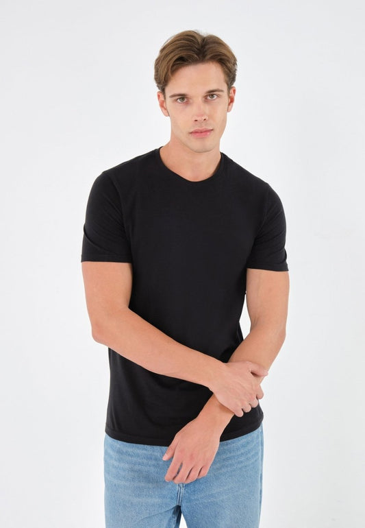 PIER ONE Men's Classic Black Crew Neck T-Shirt - Smgarment's