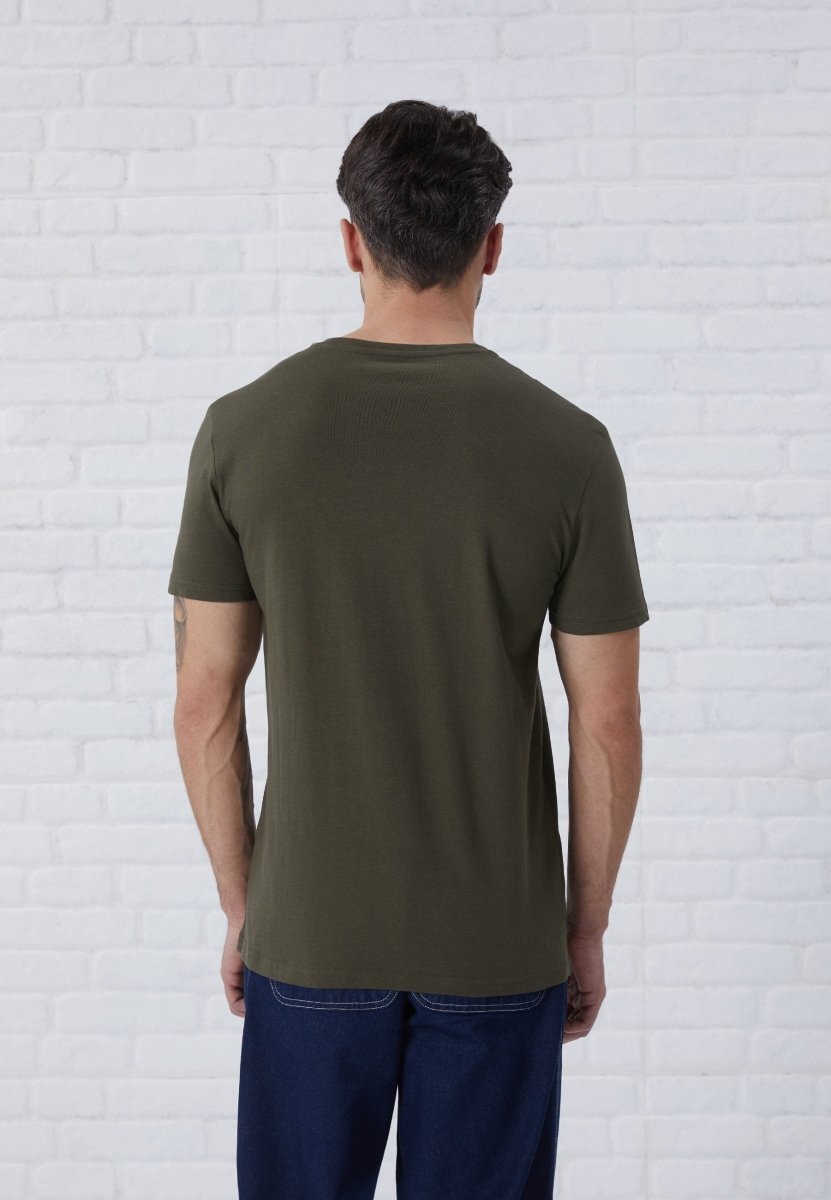 PIER ONE Men's Dark Olive Green Classic Crew Neck T-Shirt - Smgarment's