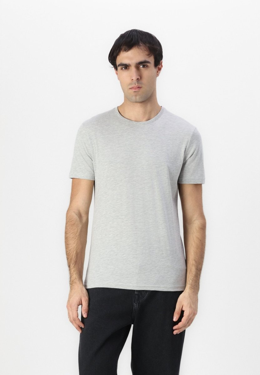 PIER ONE Men's Heather Grey Cotton Crew Neck T-Shirt - Smgarment's