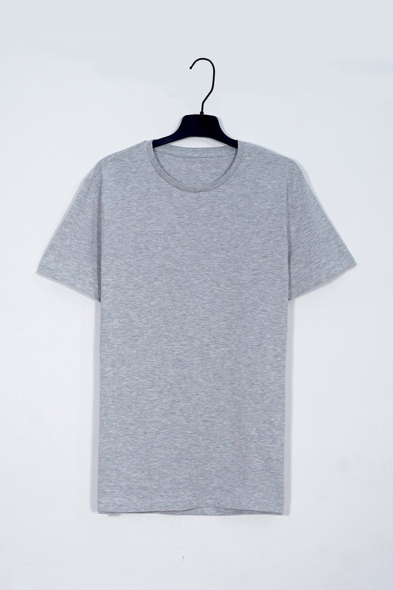 PIER ONE Men's Heather Grey Cotton Crew Neck T-Shirt - Smgarment's