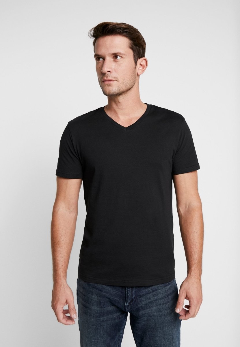 PIER ONE MEN'S Slim Fit Jet Black V - Neck Tee - Smgarment's