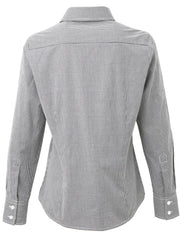 Premier Women's Long Sleeve Gingham Microcheck Shirt - Smgarment's