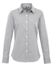 Premier Women's Long Sleeve Gingham Microcheck Shirt - Smgarment's