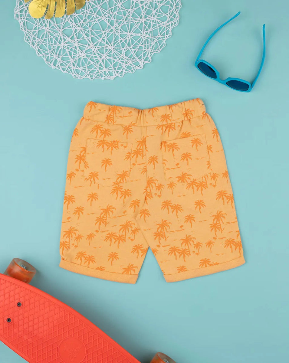 Prenatal Children's orange bermuda shorts with palm trees for boys - Smgarment's
