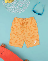 Prenatal Children's orange bermuda shorts with palm trees for boys - Smgarment's