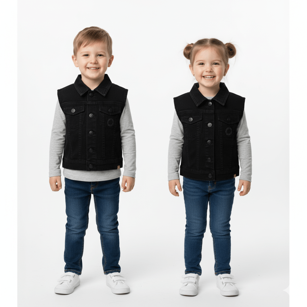 PRENTL KIDS DENIM SLEEVELESS VEST JACKET - Smgarment's