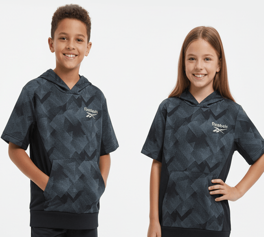 PRINTED HALF SLEEVE KIDS HOODIE - Smgarment's