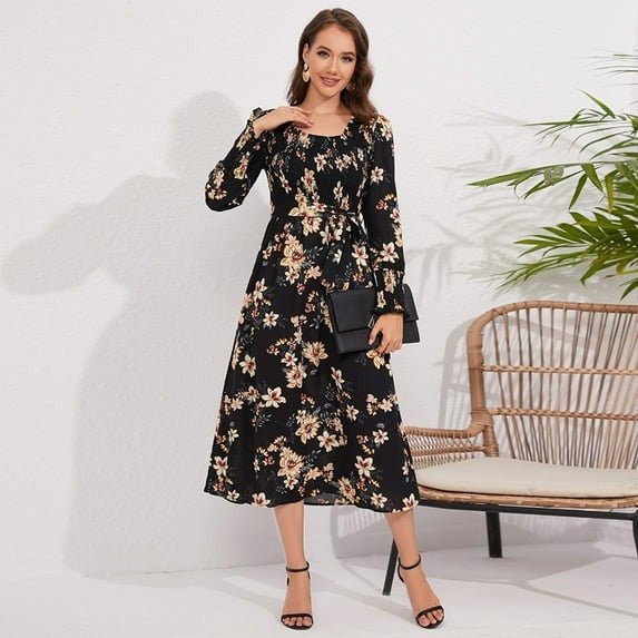 PRINTED WOMENS LONG DRESS - Smgarment's