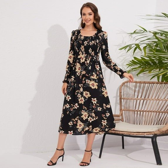 PRINTED WOMENS LONG DRESS - Smgarment's