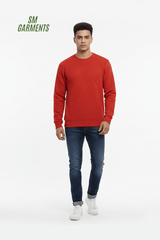 PULL&BEAR Men’s Quilted Red Crewneck Sweatshirt - Smgarment's