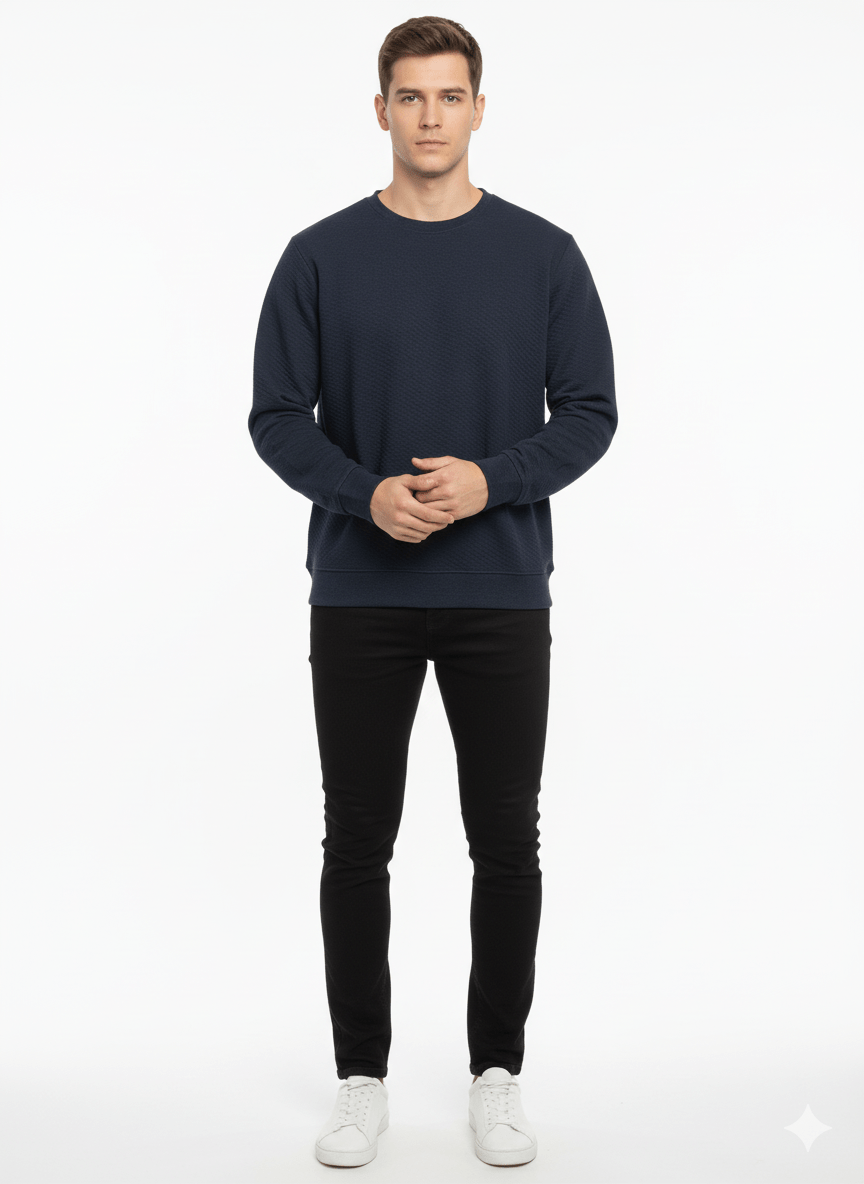 PULL&BEAR MENS TEXTURED Round Neck Sweatshirt - Smgarment's
