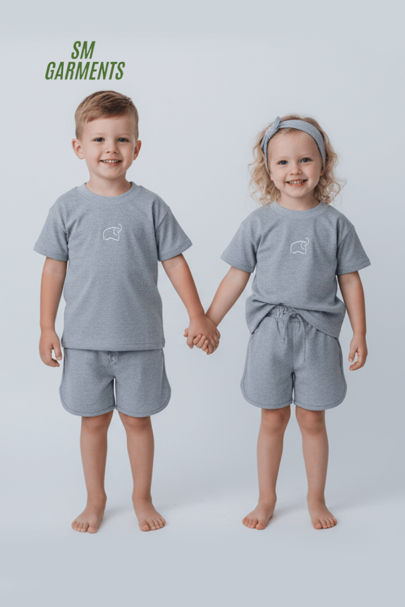 RESERVED Kids Elephant Emblem Tee & Shorts Loungewear Set - Smgarment's