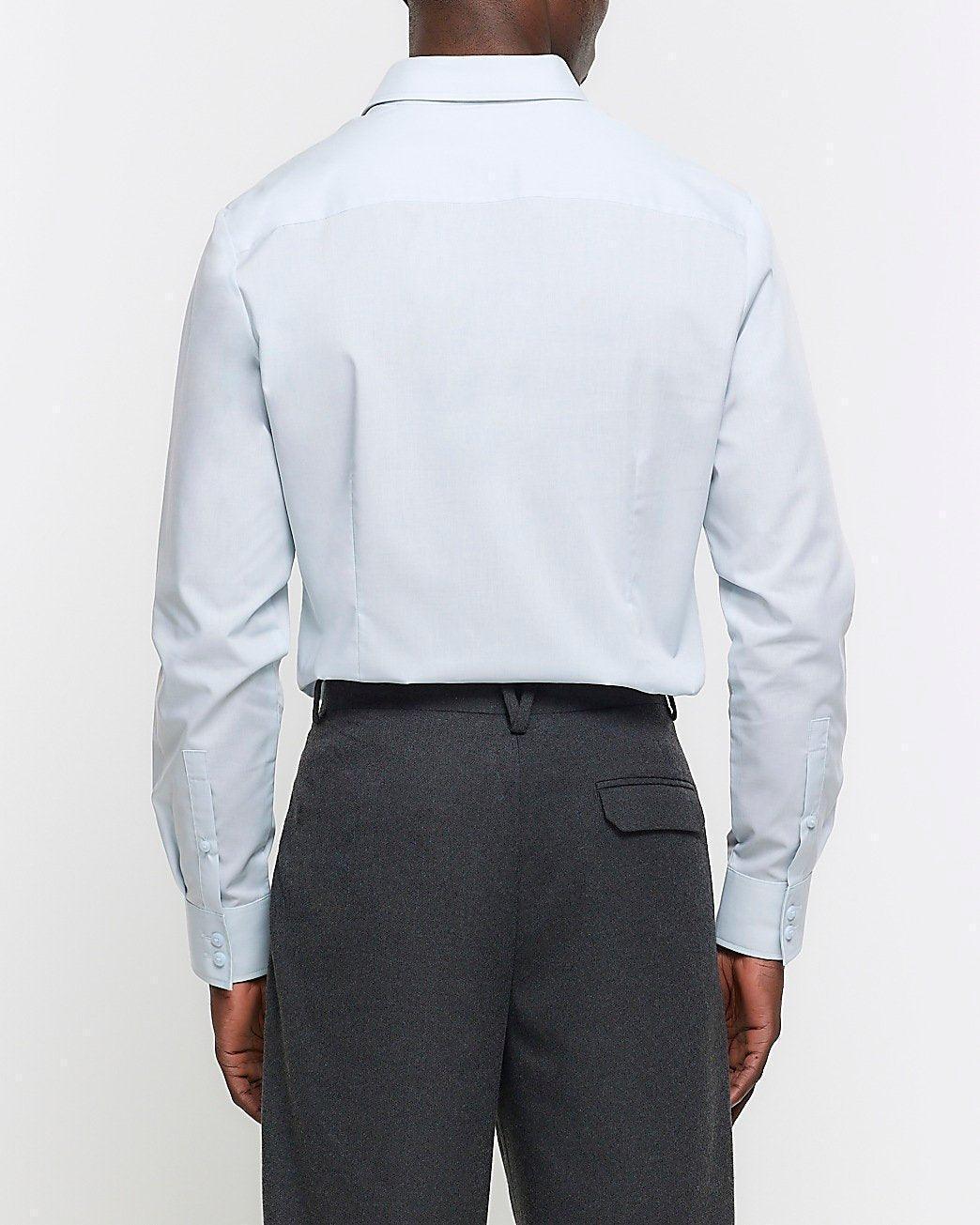 RIVER ISLAND Blue Slim Fit Long Sleeve Smart Shirt - SMgarment's